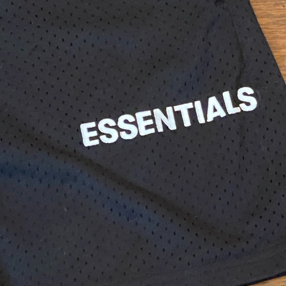 Fear of God Essentials Mesh Drawstring Shorts; Black, Size XS (Fit Like S/M) - Picture 2 of 11